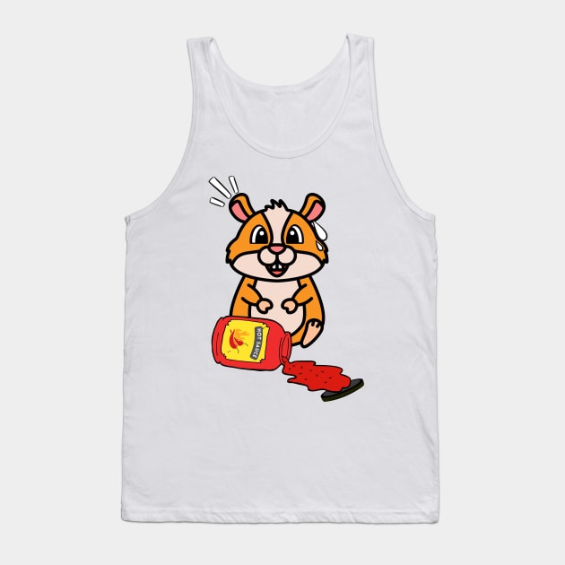 Cute Hamster Spills Hot Sauce Tabasco Tank Top by Pet Station